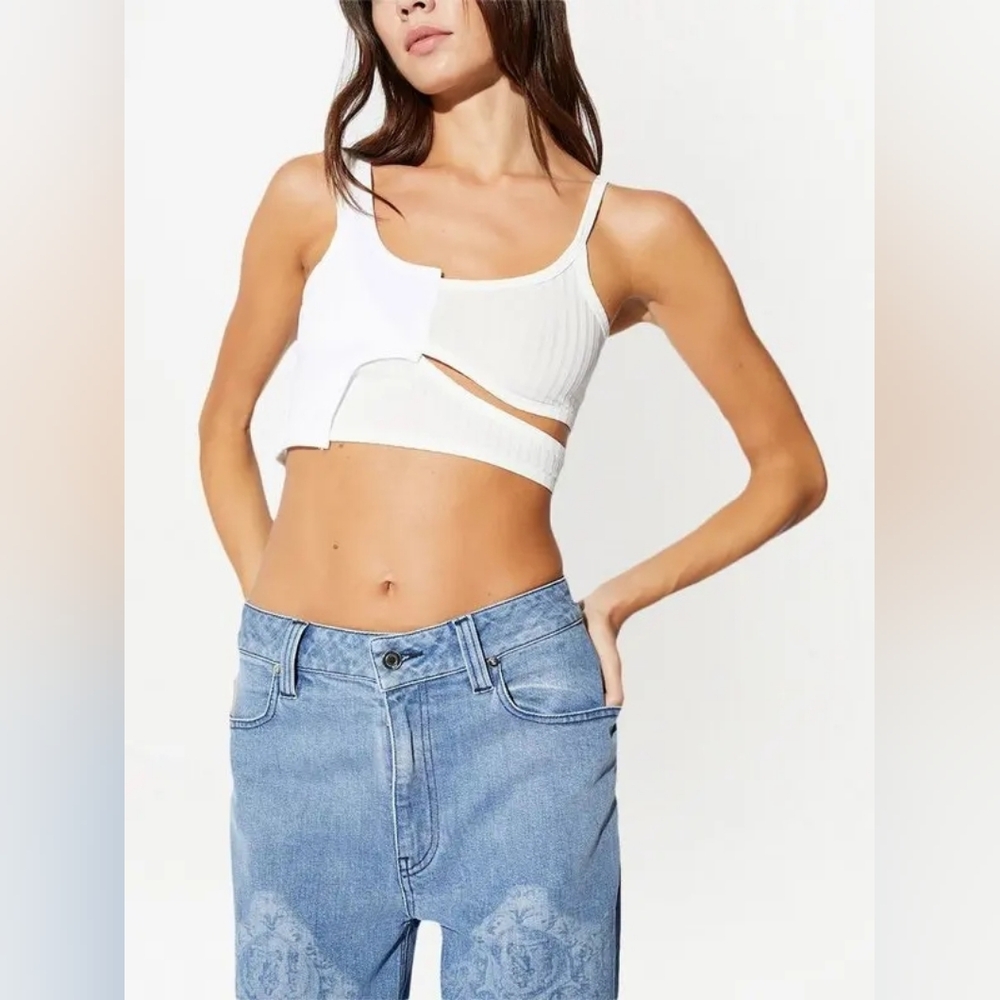 RtA Inacio White Asymmetrical Crop Top